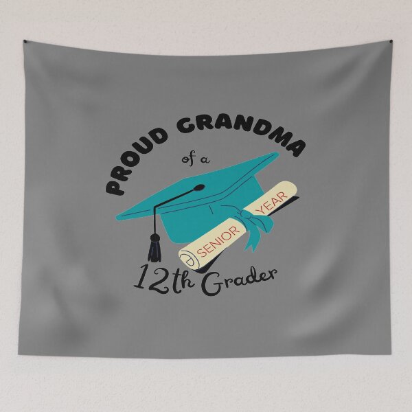 Item preview, proud grandma of a 12th grader, graduation cap and diploma graphic designed and sold by Jessi-Sketches.