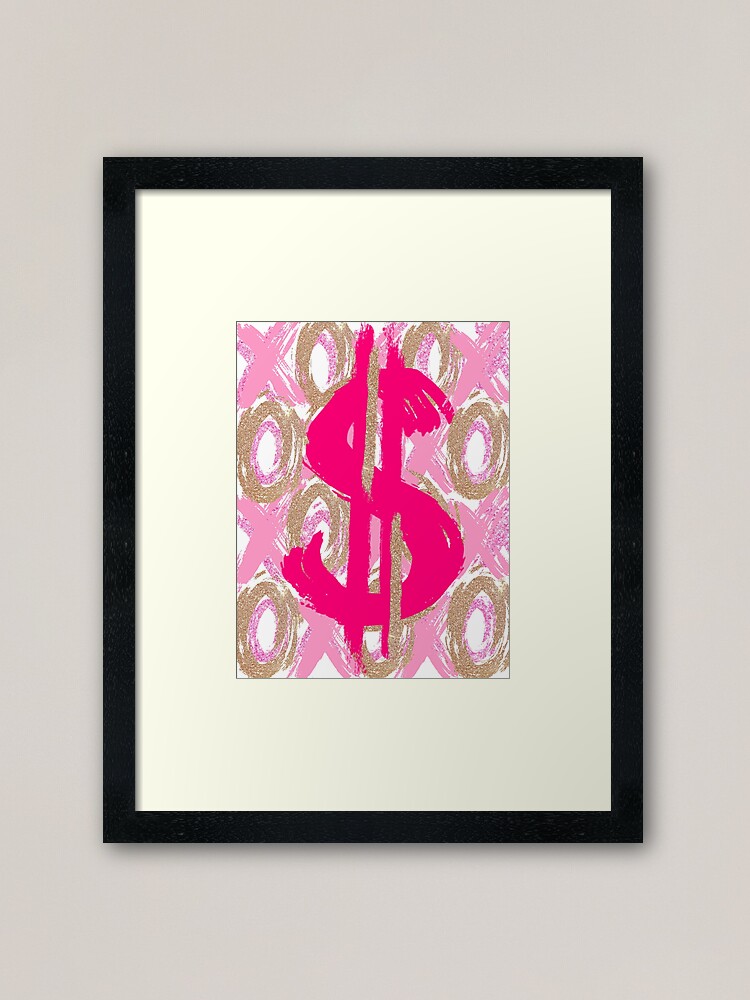 Pink Dollar Sign Symbol - Preppy Aesthetic Decor Art Print by