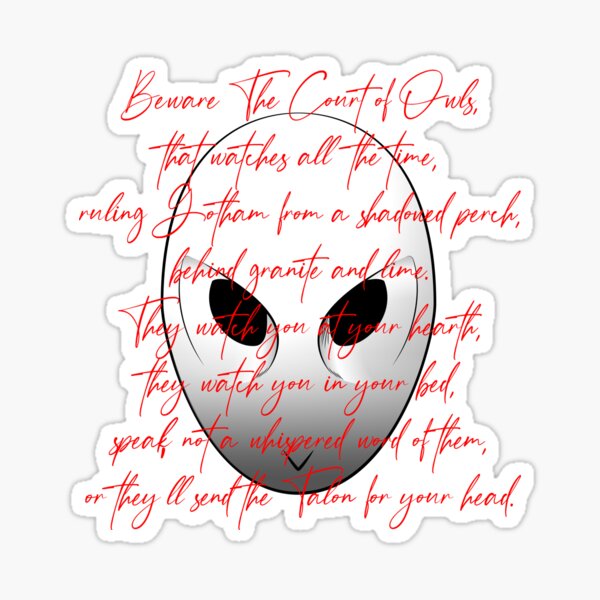 Song Poem Court of the Owls (mask Owl Talon) Sticker for Sale by