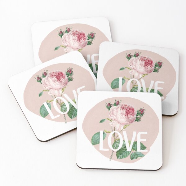 Item preview, White LOVE, Vintage Cabbage Roses  designed and sold by JoyforU.
