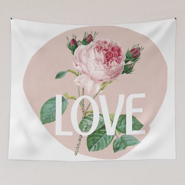 Item preview, White LOVE, Vintage Cabbage Roses  designed and sold by JoyforU.