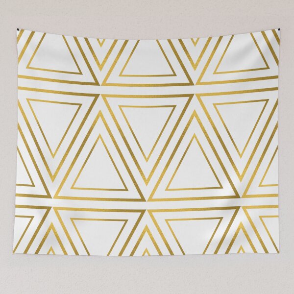 Aperçu de l'œuvre Motif géométrique triangulaire doré sur fond blanc. créée et vendue par ABInspired.