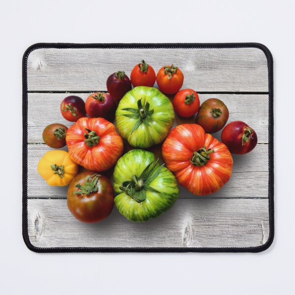 Item preview, Colorful Striped Odd Tomatoes Medley on Weathered Table designed and sold by walkswithnature.
