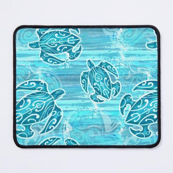 Aperçu de l'œuvre Tortues tribales hawaïennes bleues créée et vendue par sunnthreads.