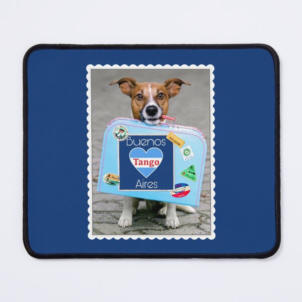 Traveling Puppy Dog with Tango Buenos Aires Suitcase Postcard Mouse Pad