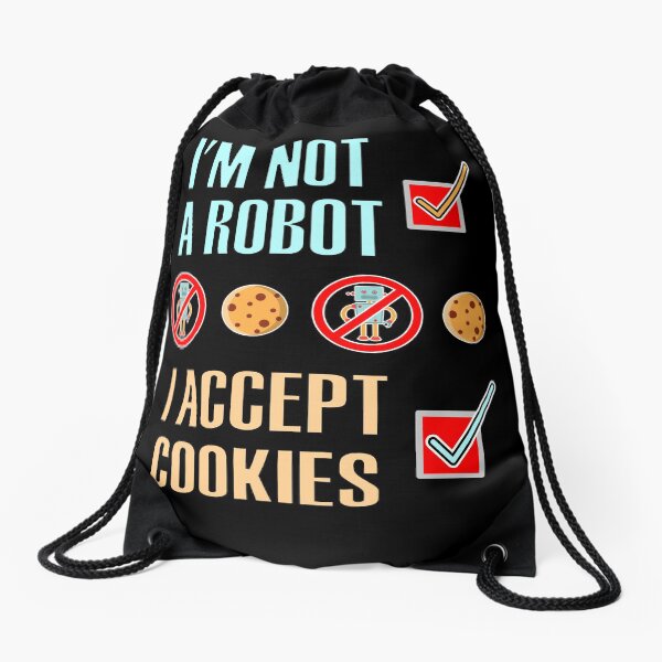 Aperçu de l'œuvre Je ne suis pas un robot J'accepte les cookies - Internet Message Computer Humour créée et vendue par artfulnotebook.