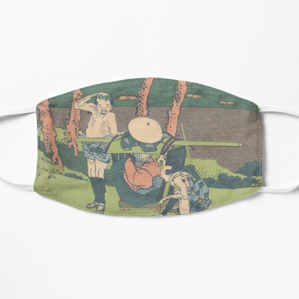 Detail of Japanese Woodcut Hokusai Travellers Flat Mask