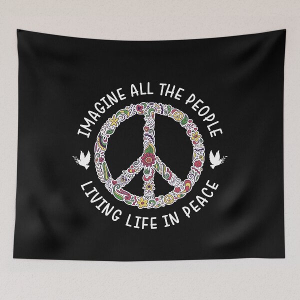 Item preview, Imagine All The People Living Life In Peace Motivation Quotes by John Lennon - White designed and sold by CataRedBubble.