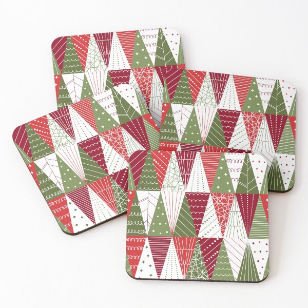 Item preview, Red and Green Minimalist Triangle Christmas Trees designed and sold by WickedRefined - Nicole Demereckis.