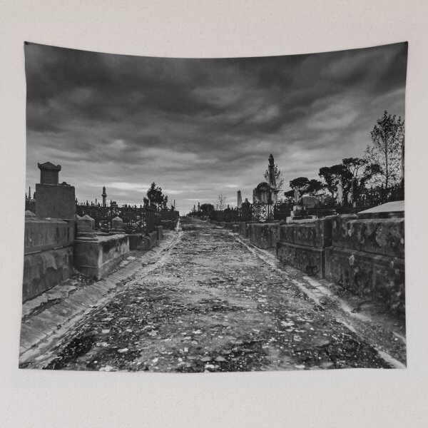 Item preview, Historical paths leading through Ballarat’s old cemetery on a gloomy overcast day designed and sold by James-Cole.