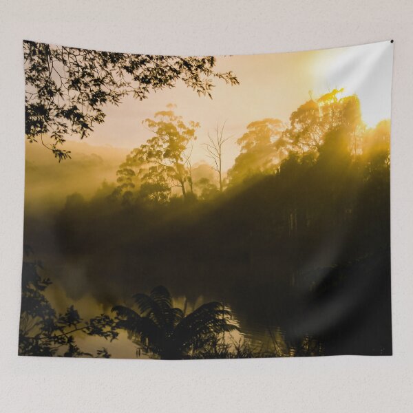 Item preview, Golden Sun rising over the forest of a misty lake designed and sold by James-Cole.