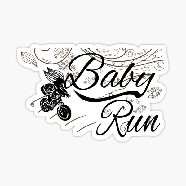 black and white run baby Sticker