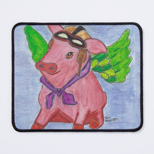Item preview, Aviator Pig with a Hat, Scarf, and Wings designed and sold by AliCatOriginals.