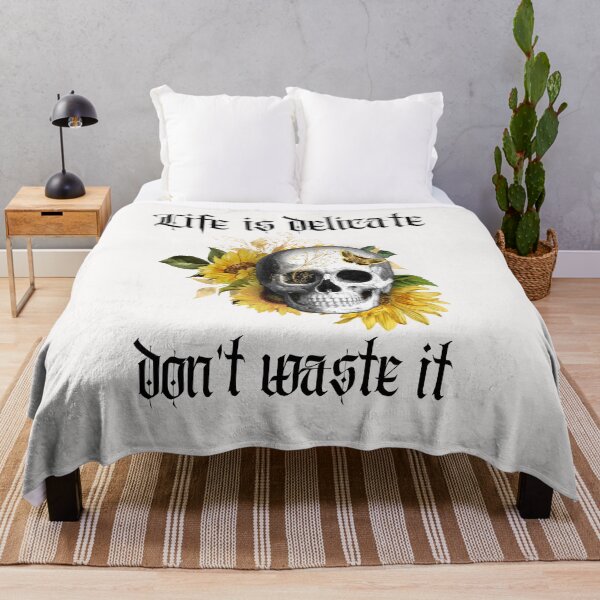 Item preview, Life is Delicate Don't Waste It Skull Sunflower designed and sold by spicygarb.