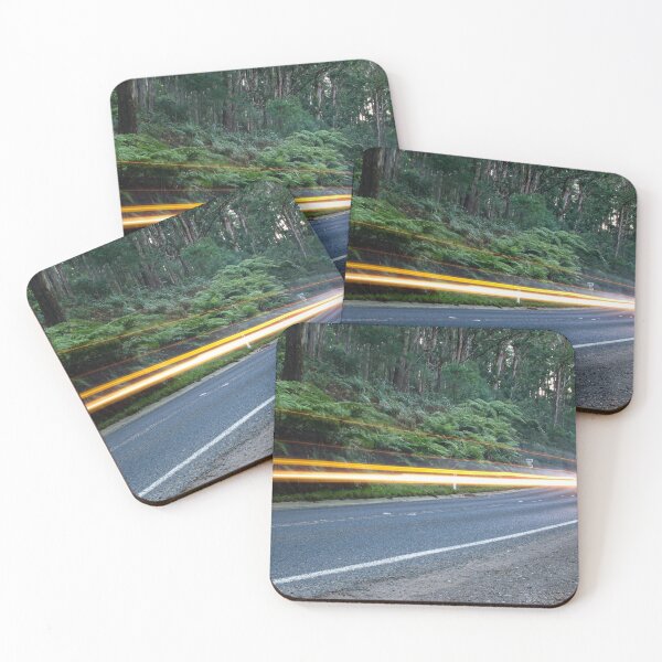 Item preview, Car lights streaking past on a quiet country road in the Australian rainforest designed and sold by James-Cole.