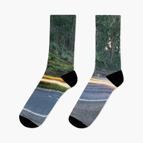 Item preview, Car lights streaking past on a quiet country road in the Australian rainforest designed and sold by James-Cole.
