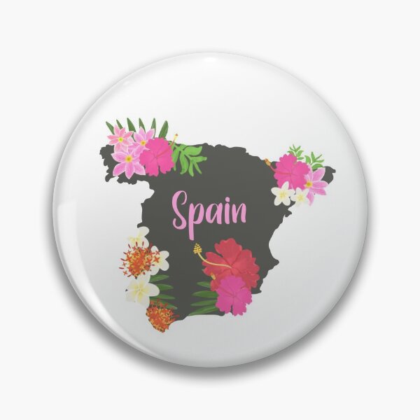Item preview, Decorative Map of Spain Tropical Flower Map Print  designed and sold by hannah-banana98.