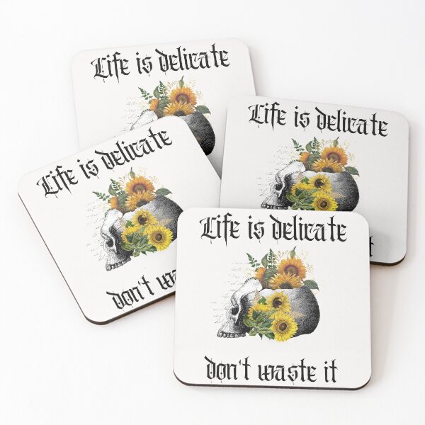 Item preview, Life is Delicate Don't Waste It Gothic Flower Sunflower Skulls designed and sold by spicygarb.