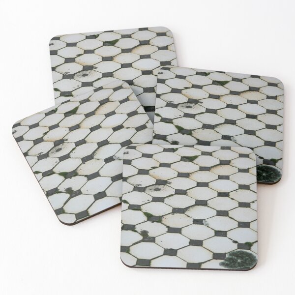 Item preview, Old decaying black and white mosaic tiled floor 01 designed and sold by James-Cole.