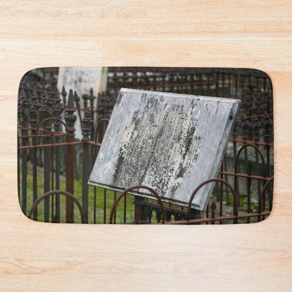Item preview, Decaying grungy headstone plaque in old rundown cemetery designed and sold by James-Cole.