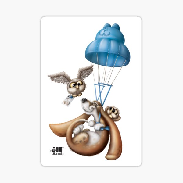 Flying basset Sticker