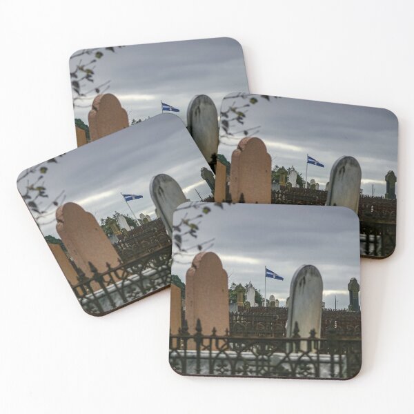 Item preview, Eureka flag flying between headstones in the Ballarat old cemetery designed and sold by James-Cole.