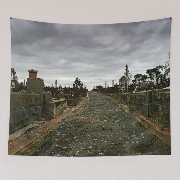 Item preview, Historical paths leading through Ballarat’s old cemetery on a gloomy overcast day designed and sold by James-Cole.