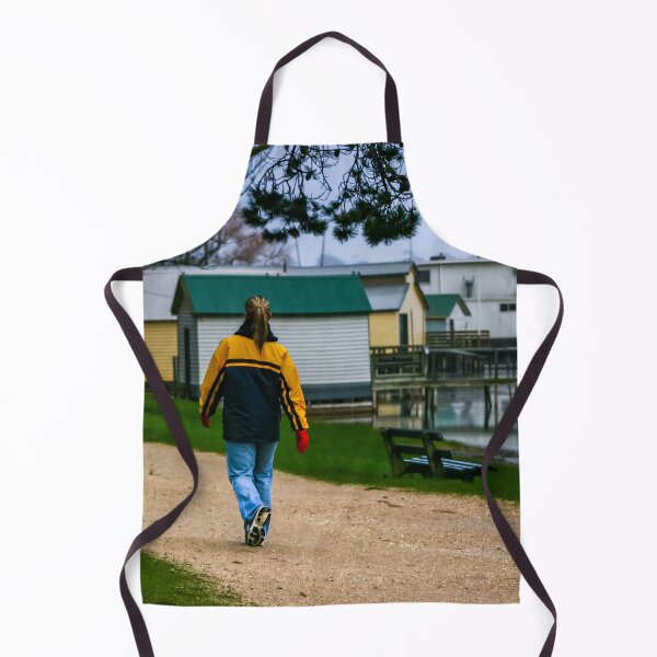 Item preview, Lady walking along gravel track around Lake Wendouree, Ballarat on a cold misty morning designed and sold by James-Cole.