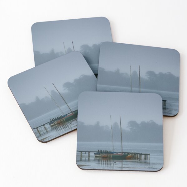 Item preview, Sail boats moored at Lake Wendouree jetty on a cold misty morning designed and sold by James-Cole.