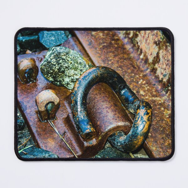 Item preview, Old rusty rail track clamp on ballast designed and sold by James-Cole.