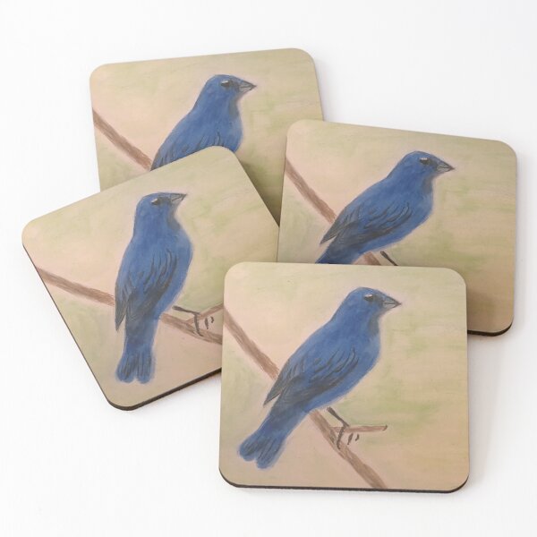 Item preview, A perched Indigo Bunting designed and sold by BubbleHeadArt.