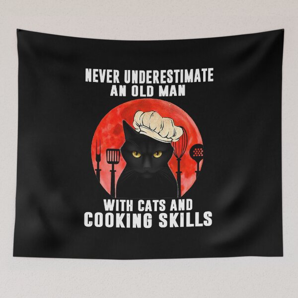Item preview, Cat-and-Chef---Never-Underestimate-an-Old-Man-with-Cats-and-Cooking-Skills designed and sold by JerrySchwartz.