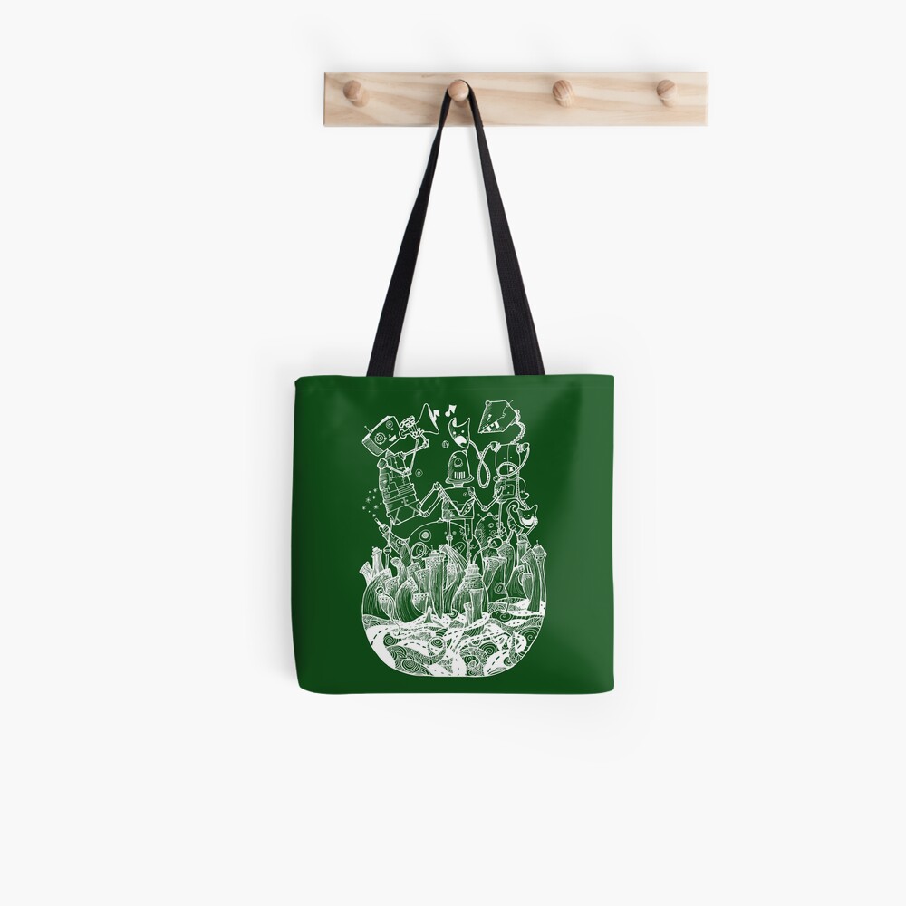 White robots Tote Bag