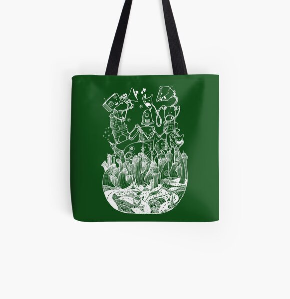White robots All Over Print Tote Bag