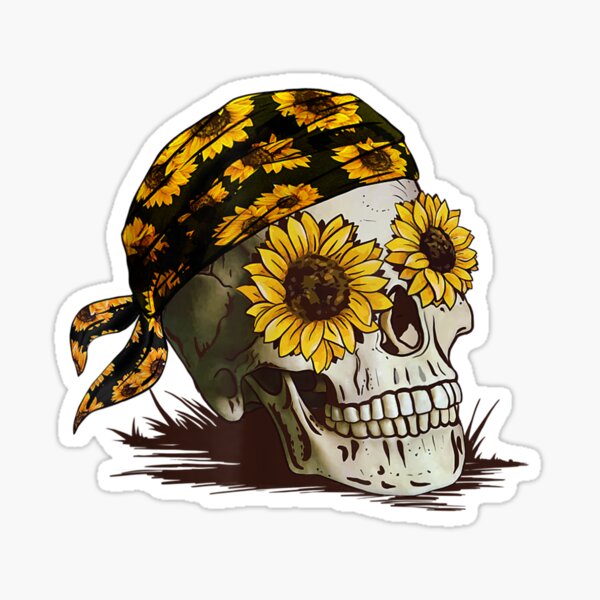 Sunflower Skull Tattoo Art Sublimation PNG Digital Design Instant Down   Owlsome Designs