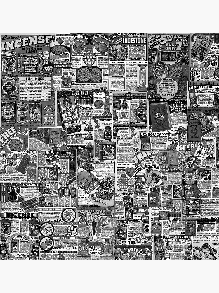 "Vintage Hoodoo Advertisement Collage Black And White It's just