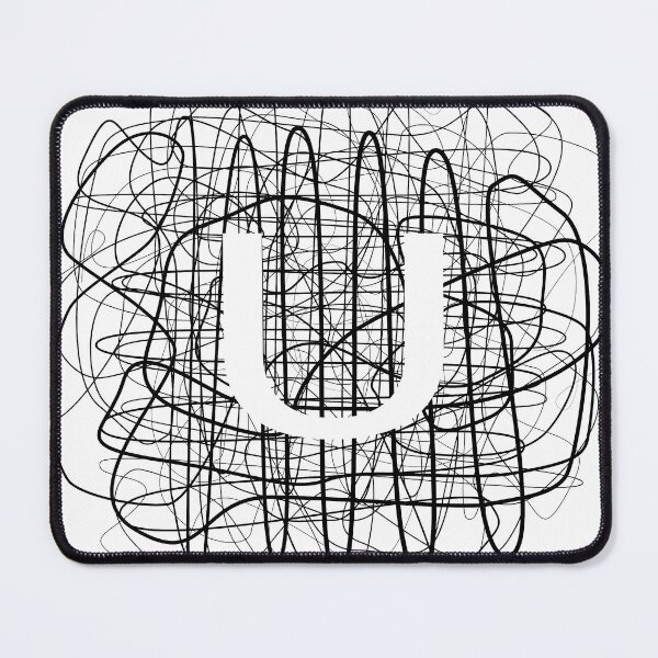Item preview, U letter on abstract stripes background designed and sold by Peach-Bloom.