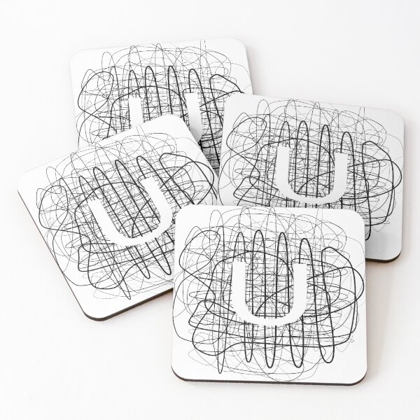 Item preview, U letter on abstract stripes background designed and sold by Peach-Bloom.