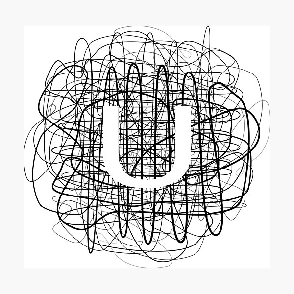 Item preview, U letter on abstract stripes background designed and sold by Peach-Bloom.