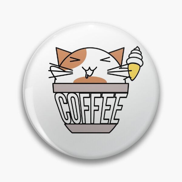Aperçu de l'œuvre Chat dans une tasse à café avec un texte déformé tenant une crème glacée blanche et orange créée et vendue par CoffeewithKitty.