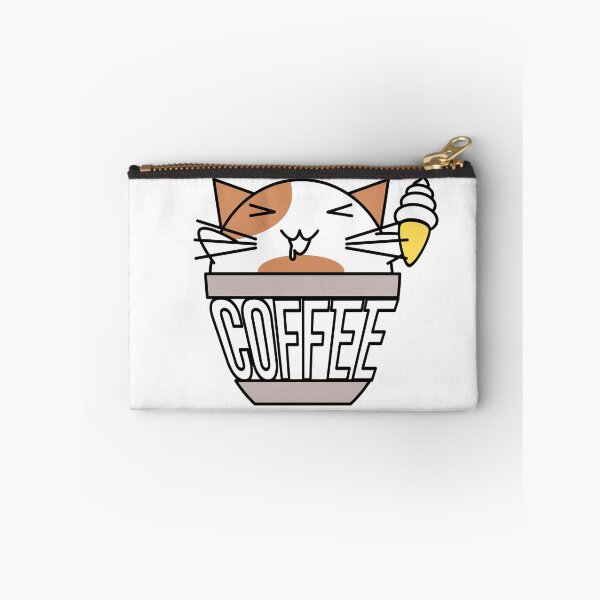 Artikelvorschau, Katze in Kaffeetasse mit verzerrtem Text, der Eiscreme weiß und orange hält entworfen und verkauft von CoffeewithKitty.
