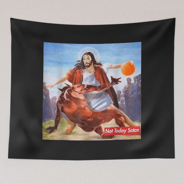 Item preview, Not Today Satan Jesus Crossover Basketball designed and sold by beataqw.