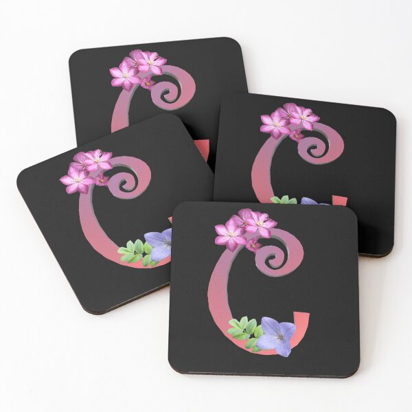 Item preview, Script letter C decorated with flowers designed and sold by AloraDawnEve.