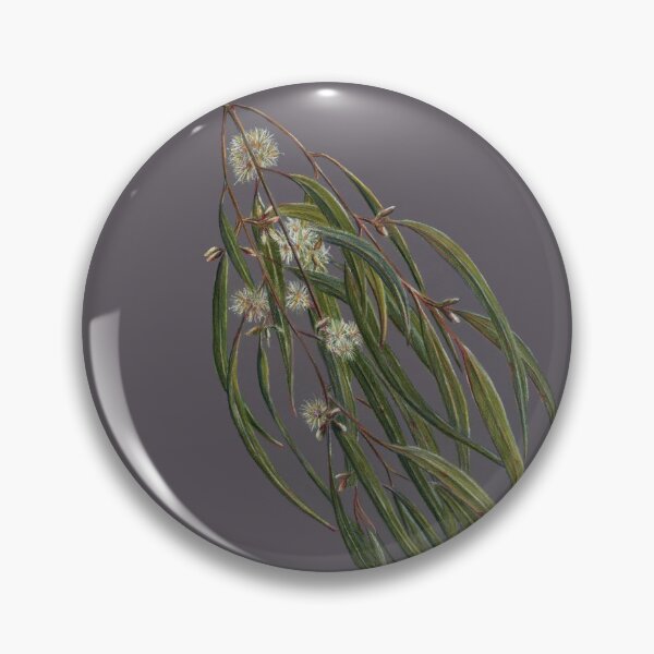 Item preview, Leaves on angle1 - Eucalyptus leaves, flowers, green, white, purple. Botanic art, Australian.  designed and sold by RachaelCurryArt.