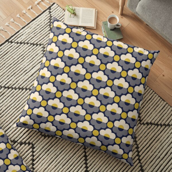 abstract retro floral kiely design Floor Pillow