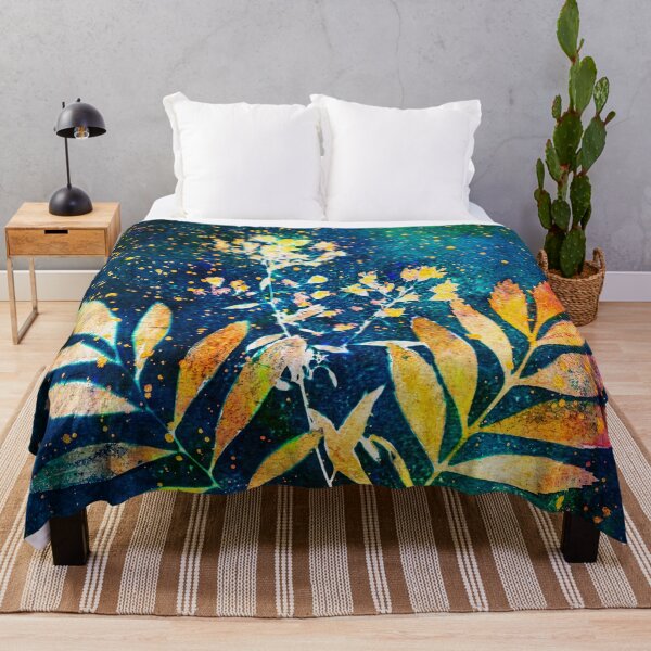 Item preview, Botanical cyanotype floral print designed and sold by Red Witch Art.