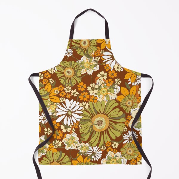 Item preview, 70s Retro Vintage Flower Power pattern boho, orange, brown, designed and sold by chrissyink.