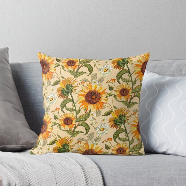 Aperçu de l'œuvre Tournesols années 70 vintage motif rétro doré, fleurs jaunes et orange créée et vendue par chrissyink.