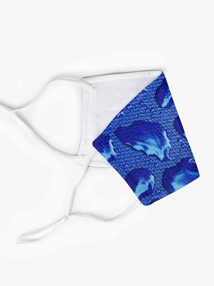 Alternate view of Blue Water Droplets on Fabric Facemasks Mask