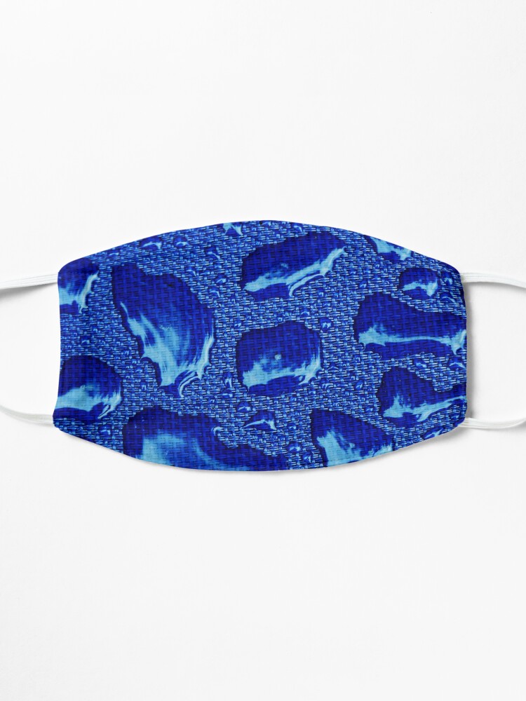 Alternate view of Blue Water Droplets on Fabric Facemasks Mask
